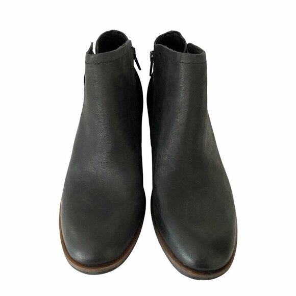 Korks Womens Sonya Black Leather Suede Contrast Stacked Heel Bootie Size 7.5 - Picture 6 of 9